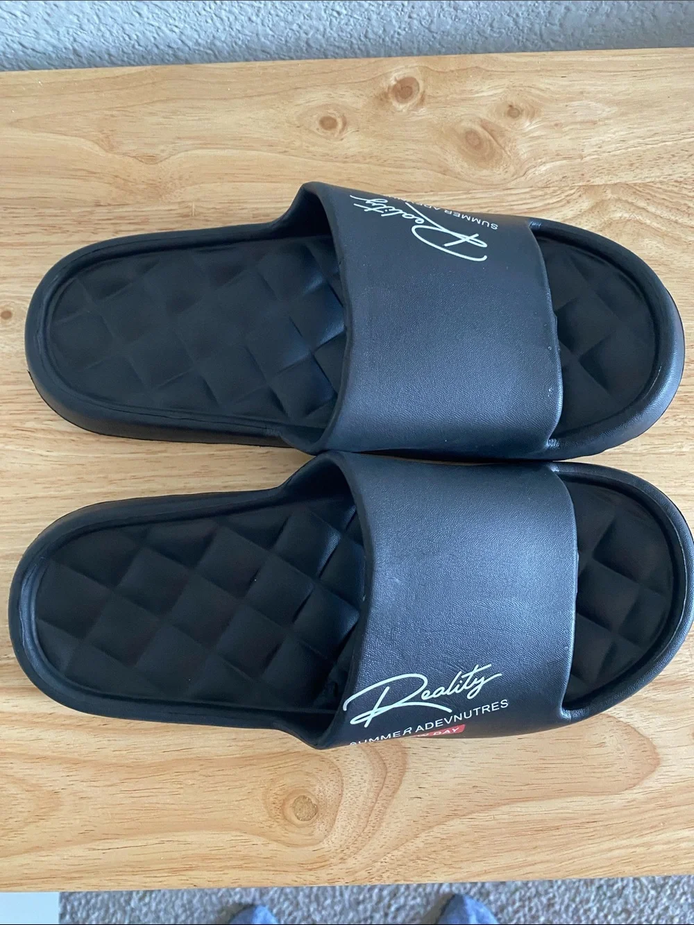 “Summer Adventures New Day Reality” Unisex Sandals (NWOT)